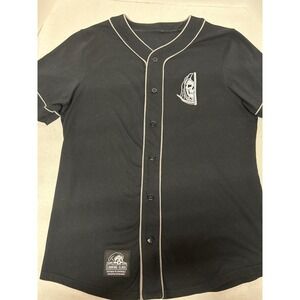 Lurking Class Mens Black Grim Reaper  Goth Skater Baseball Jersey Shirt Size L